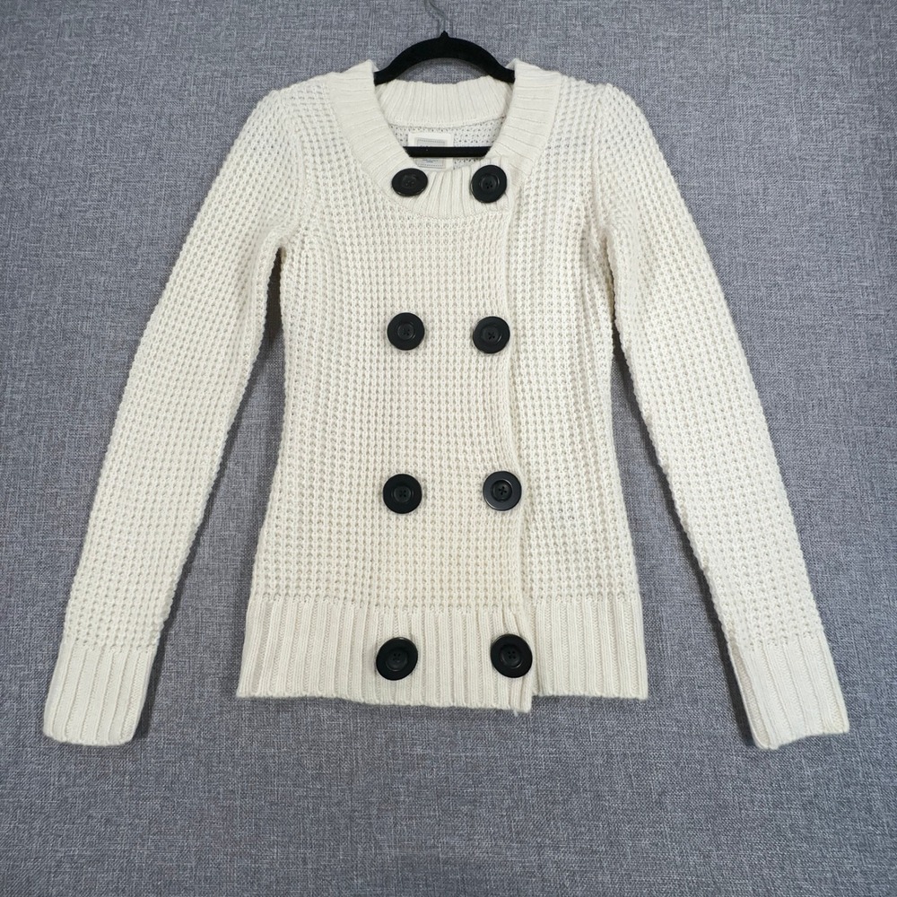 Old Navy Cardigan Sweater Womens S Cream Double Breasted Wool Alpaca Blend NEW